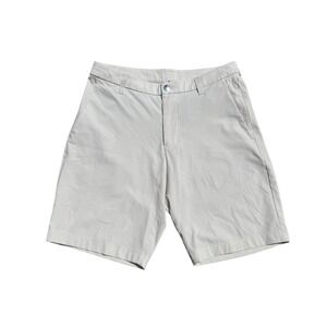 Lululemon Commission Shorts Size 30 9" Inseam Grid Pattern Techwear Light Grey